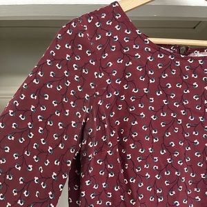 Maroon Floral Dress with tapered waist & full zip back